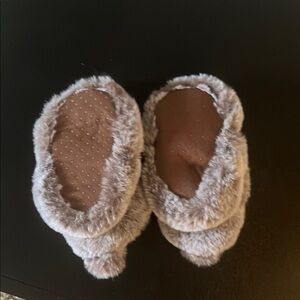 Plush Tan Kids Slippers